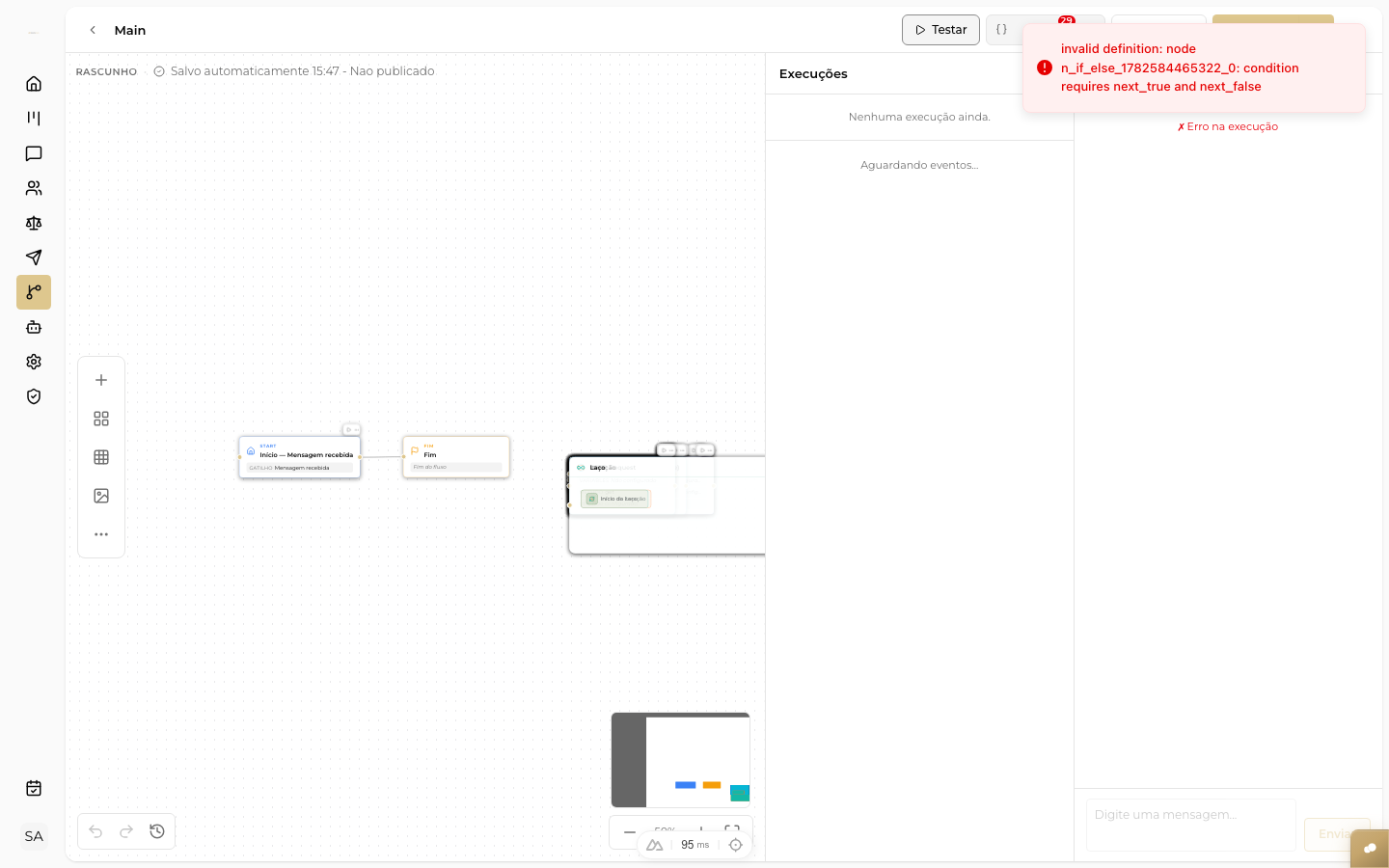 CAPTURAR: painel de entrada do single-run com campos como userinput.query, contact.name e contact.phone para preencher