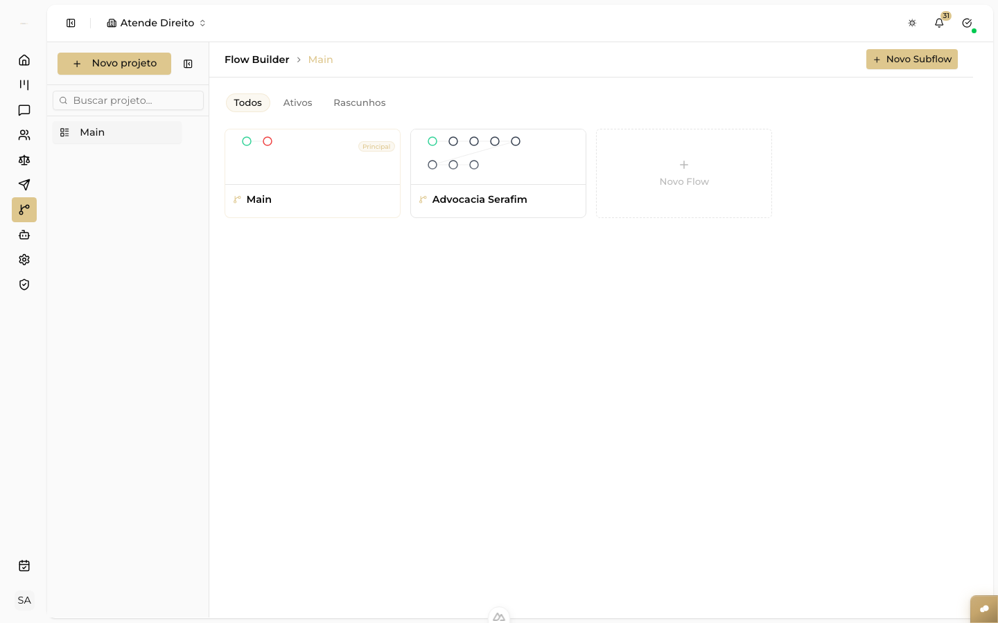 Painel de configuração do nó Ação na Plataforma com as operações disponíveis